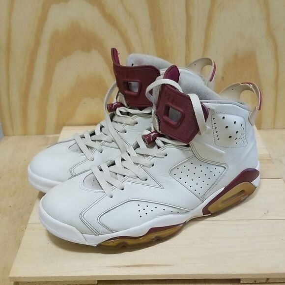 NIKE AIR JORDAN 6 RET RO OG BG OFF WHITE-MAROON SZ 11 - Picture 2 of 7